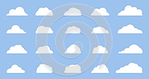 Cloud cartoon sky weather bubble icon vector set