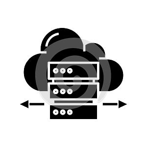 Cloud case black icon, concept illustration, vector flat symbol, glyph sign.