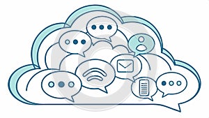 Cloud with chat bubbles, communication and social media vector design Generative AI