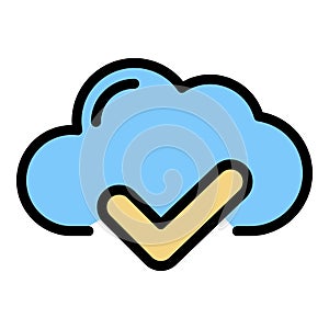 Cloud check icon color outline vector
