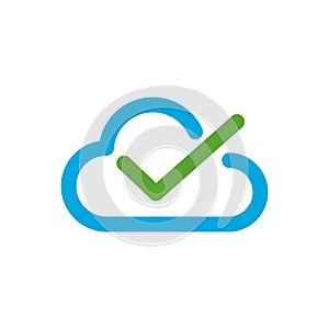 Cloud Check Mark Icon Vector Logo Template