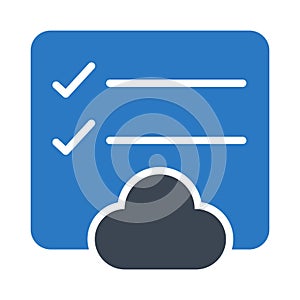 Cloud checklist glyph color vector icon