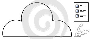 Cloud with Checklist Representing Task Management and Data Organization