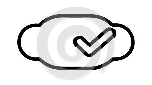 Cloud with checkmark icon, representing cloud storage or success, vector design Generative AI