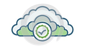 Cloud with Checkmark for Secure Storage, vector design Generative AI