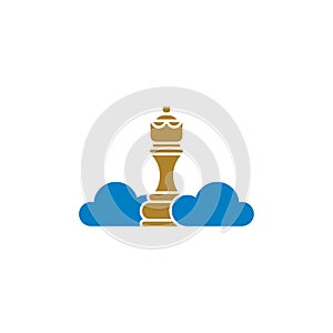 Cloud Chess logo design vector illustration, Creative Chess logo design concept template, symbols icons