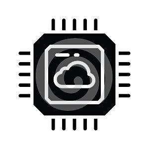 Cloud Chip vector solid Icon Design illustration. Cloud computing Symbol on White background EPS 10 File