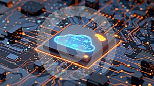 The cloud on circuit board.AI generated image