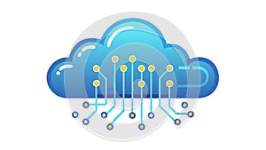 Cloud Circuit Board Data Flow Vector Illustration, vector design Generative AI
