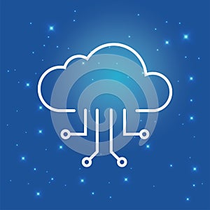 Cloud circuit logo icon. Sign of data storage on the Internet. Cloud storage, cloud files, cloud hosting and other cloud