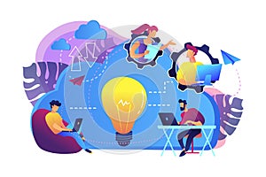Cloud collaboration concept vector illustration.