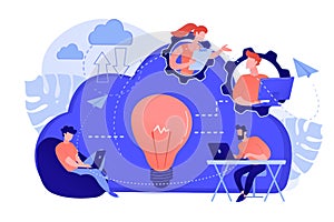 Cloud collaboration concept vector illustration.