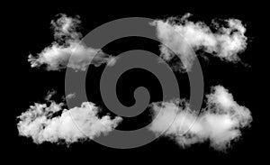 Cloud collection isolated on black background