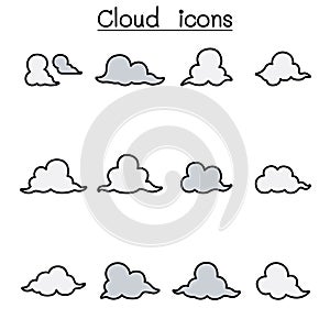 Cloud color line icon set