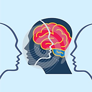 Cloud Communication, Illustration with brain and arrows