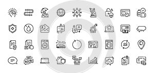 Cloud communication, Methodology and Laptop line icons pack. For web app. Line icons. Vector