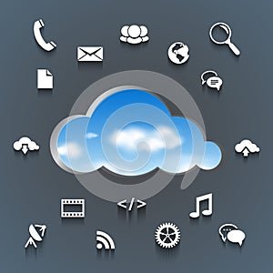 Cloud and communication and network flat design