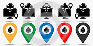 Cloud, computer icon in location set. Simple glyph, flat illustration element of web design development theme icons