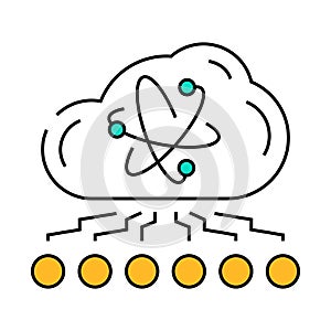 cloud computin quantum technology icon color illustration