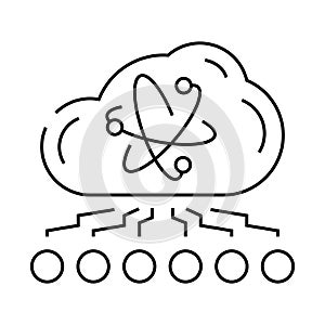 cloud computin quantum technology line icon vector illustration