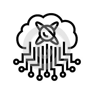 cloud computin quantum technology line icon vector illustration
