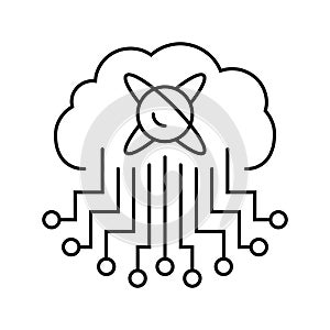 cloud computin quantum technology line icon vector illustration