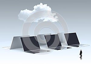 Cloud computing 3d sign on laptop computer
