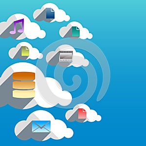 Cloud computing abstract concept with flat design icons