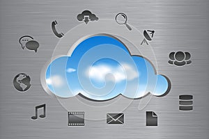 Cloud Computing abstract concept icons and cloud s