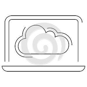 Cloud Computing Access Icon. A vector pictogram with thin black lines