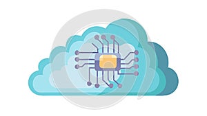 Cloud Computing AI Chip Icon, Data Technology, vector design Generative AI