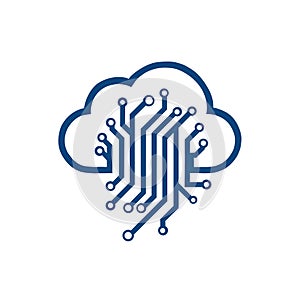 Cloud Computing with AI Circuit Technology Icon