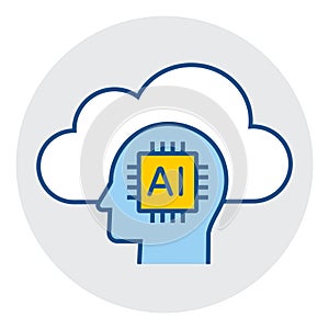 Cloud Computing with AI Icon - Illustrates the concept of cloud computing and artificial intelligence.