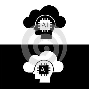 Cloud Computing with AI Icon - Illustrates the concept of cloud computing and artificial intelligence