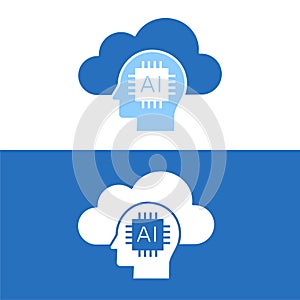 Cloud Computing with AI Icon - Illustrates the concept of cloud computing and artificial intelligence