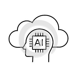 Cloud Computing with AI Icon - Illustrates the concept of cloud computing and artificial intelligence