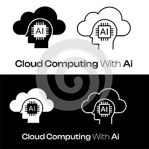 Cloud Computing with AI Icon - Illustrates the concept of cloud computing and artificial intelligence