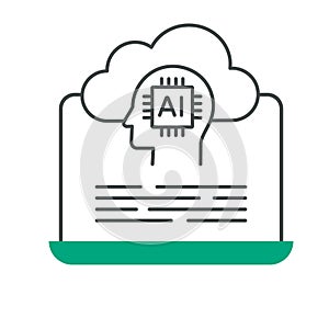 Cloud Computing with AI Icon - Illustrates the concept of cloud computing and artificial intelligence
