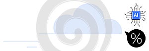 Cloud Computing with AI Integration and Data Processing Concept with Cloud Icon and Percentage Symbol