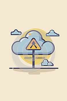 Cloud Computing Alert Conceptual Illustration of Digital Security Risk and Data Protection