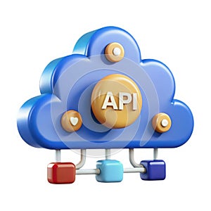 Cloud computing api connection technology data integration network concept 3d icon