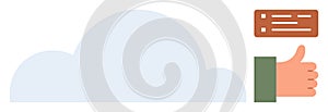 Cloud Computing Approval Concept with Thumbs-Up and Data Interface Elements