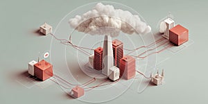 Advanced cloud computing architecture with interconnected servers, seamless data flow, and AI-driven analytics for global