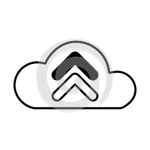Cloud computing with arrow upload isolated icon