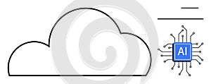 Cloud Computing and Artificial Intelligence Concept with Circuit and AI Chip Icon Design