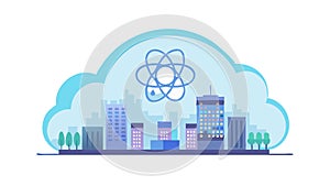 Cloud Computing Atom Physics Science Icon, vector design Generative AI