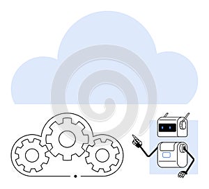 Cloud Computing and Automation Concept with Robot and Gears