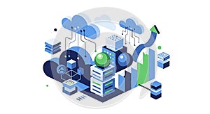 Cloud Computing Big Data Analytics Isometric Vector Illustration