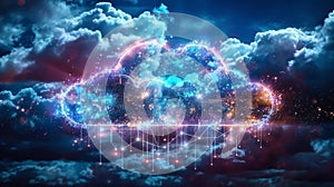 Cloud Computing, Big Data Technology, Network Connections. Abstract Digital Illustration.