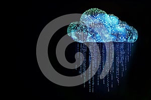 Cloud computing with binary code rain